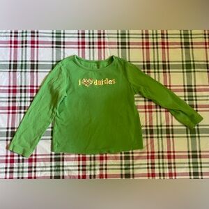Vintage Gymboree Girls Long Sleeve Shirt Green Size 5 Daisies